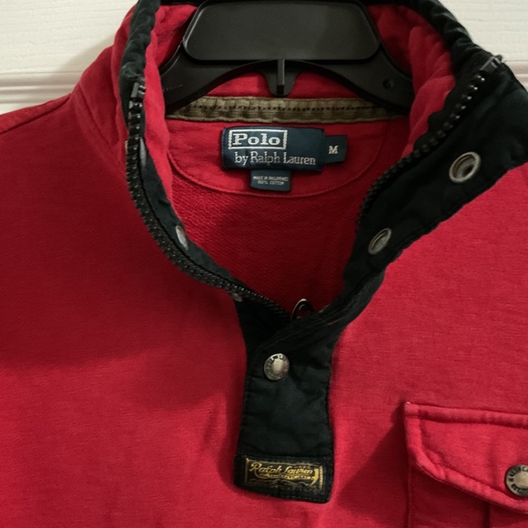 Men’s Vintage Polo by Ralph Lauren 1/4 Zip/Snap Pullover Sweatshirt, Medium - Picture 2 of 8